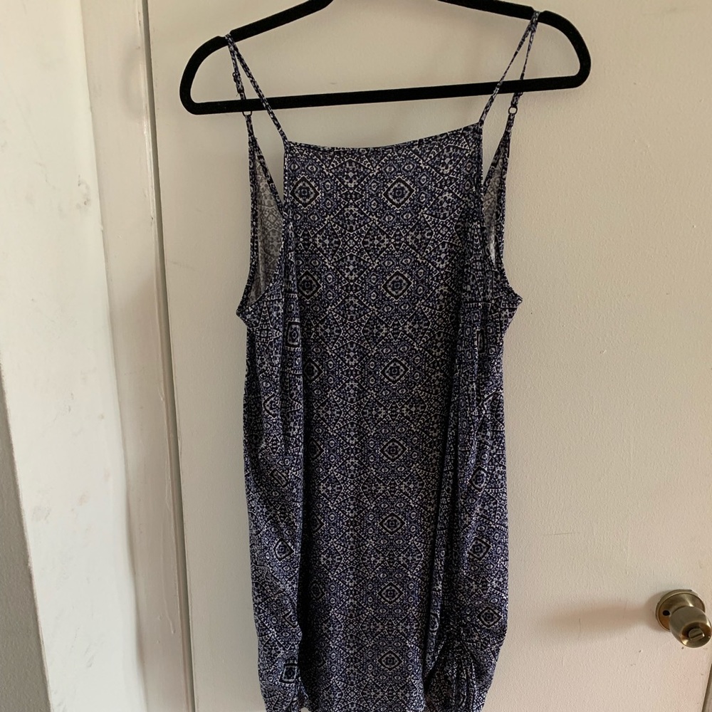 Blue printed flowy beach dress